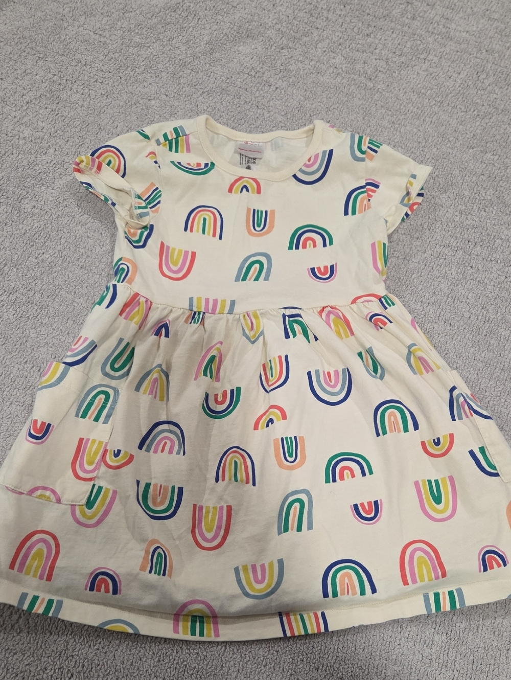 Hanna Andersson Cream Dress with Multicolor Rainbow Print